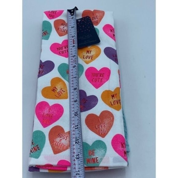 Rachel Roy Conversation Hearts Valentine’s Day Kitchen Towels Set of 3 - Picture 7 of 7